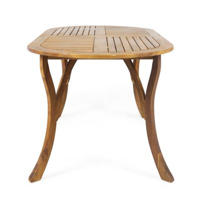 Streamdale Elegant Oval Acacia Wood Table with Teak Finish for Outdoor Patios