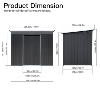 Streamdale Metal garden sheds 6ftx8ft outdoor storage sheds Acrylic Total