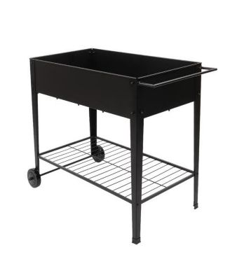 Simplie Fun Aveyas Mobile Metal Raised Garden Bed Cart with Legs, Elevated Tall Planter Box with Wheels for Outdoor Indoors House Patio Backyard Vegetables Tomato DIY Herb Grow (Black)