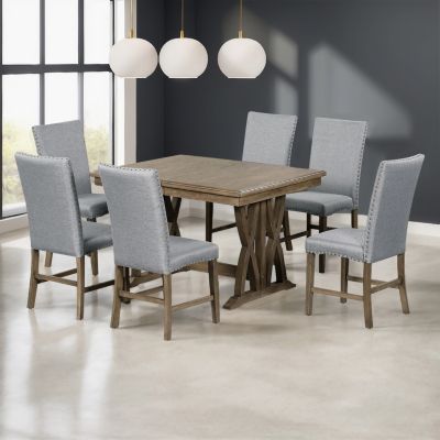 Streamdale Mid-Century Wood 7-Piece Extendable Dining Set