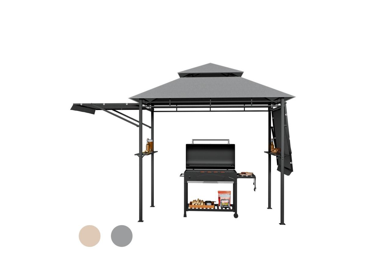 Slickblue x 4 Feet Patio Bbq Grill Gazebo Canopy with Dual Side Awnings