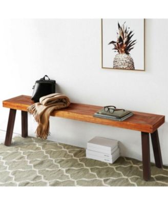 Patio Acacia Wood Dining Bench Seat with Steel Legs