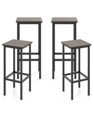 Set of 4 Bar Stool Set 26" Bar Chair with Metal Legs and Footrest