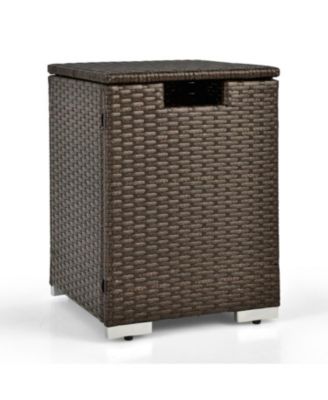 2-in-1 Patio Rattan Gas Propane Tank Cover for 20 lbs Propane Tanks-Brown