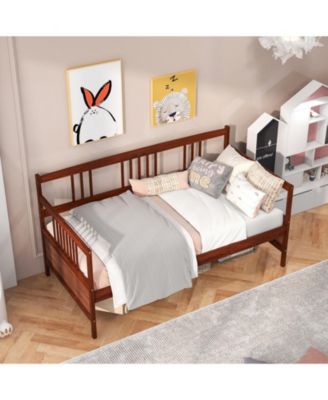 Twin Size Wooden Slats Daybed Bed with Rails