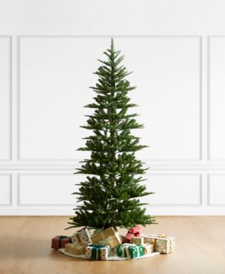 7.5ft Pre Lit Green Slim Fir Artificial Christmas Tree with 350 strawberry Lights,9 Functional Warm White Multi color, remote controller