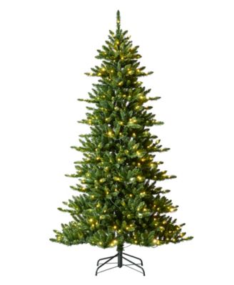 7.5ft Pre Lit Green Slim Fir Christmas Tree with 400 Light Emitting Diode Lights, 9 Functional Warm White Multi color, remote controller