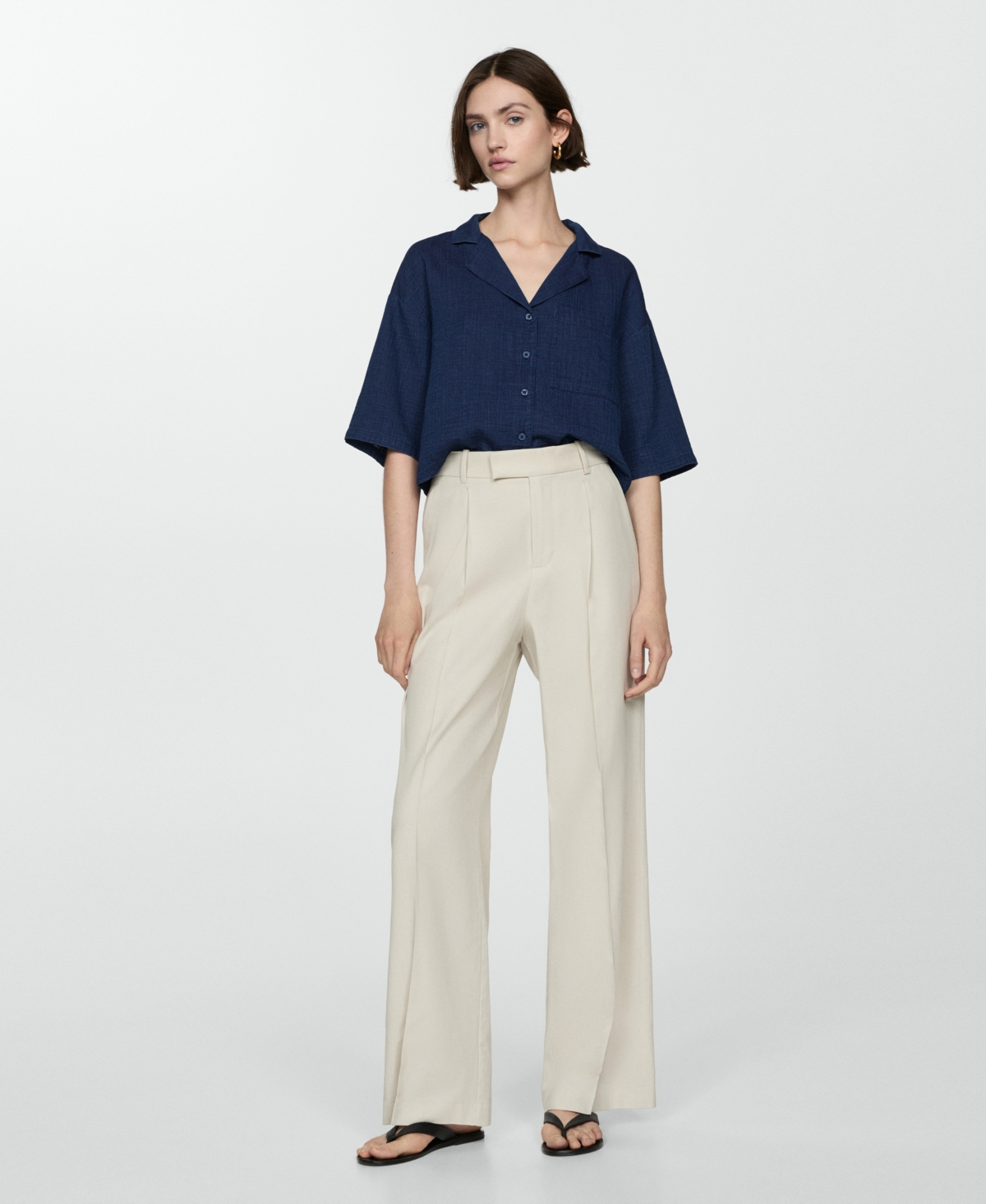 Mango Women's Short Sleeved Cotton Shirt