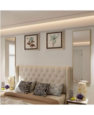 Rectangular Wall Mounted Mirror 16"x50" in Gold