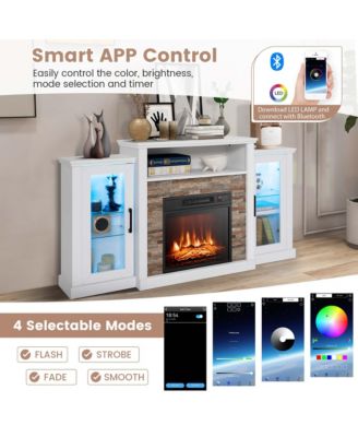 Fireplace TV Stand with Led Lights & Electric Fireplace For 65" Wall-Mounted TV