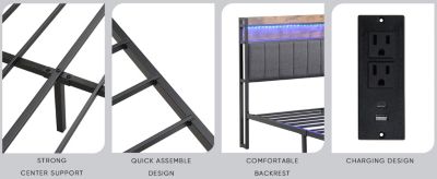 King Bed Frames With Storage and LED Platform Frame