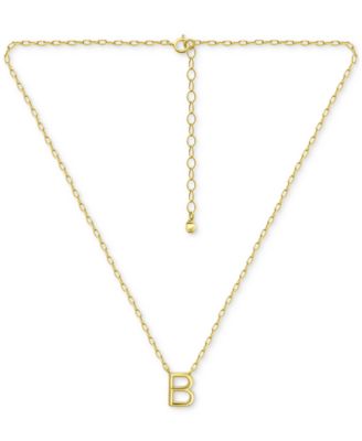 Initial B Pendant Necklace in 18k Gold-Plated Sterling Silver, 16" + 2" extender