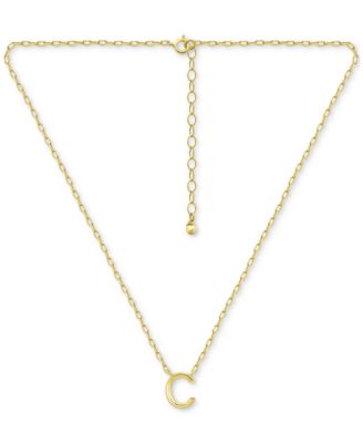 Initial C Pendant Necklace in 18k Gold-Plated Sterling Silver, 16" + 2" extender, Created for Macy's