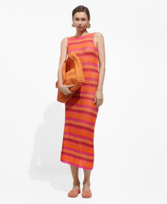 mango orange crochet dress Palm Island Collared Crochet Midi Dress Mango