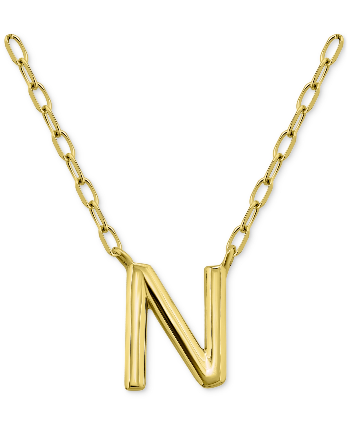 Initial N Pendant Necklace in 18k Gold-Plated Sterling Silver, 16" + 2" extender, Created for Macy's - Gold Over Silver