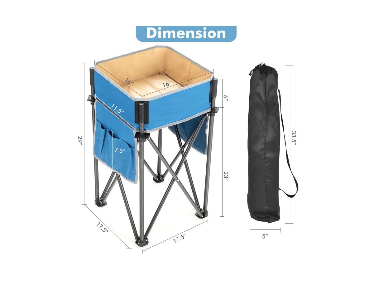 Slickblue 2 Pieces Folding Camping Tables with Large Capacity Storage Sink for Picnic