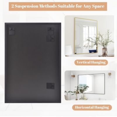 Rectangular Wall Mounted Mirror 20"x28" in Black