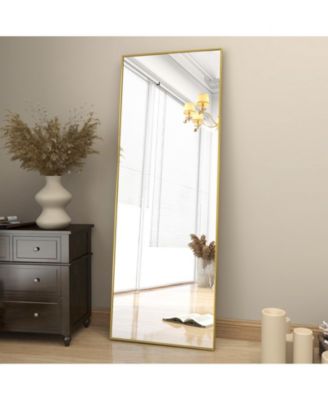 Gold 64"x21" Full-Length Rectangle Nano Glass Mirror, Standing or Wall-Mounted