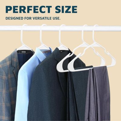 Plastic Clothes Hanger Set - 100 Pieces Versatile, Lightweight, Space-Saving, Non-Slip, Slim Designed, Dry and Wet Clothes Hanger Set - White