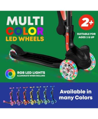 3-Wheel Kids Scooter with Foldable Seat, Adjustable Handlebar, LED Light-Up Wheels & Anti-Slip Deck, Lean-to-Steer Design for Ages 2+, Indoor/Outdoor