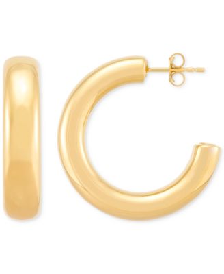 Macy's - High Polished Medium J Hoop Earrings in 14k Gold, 1.2"