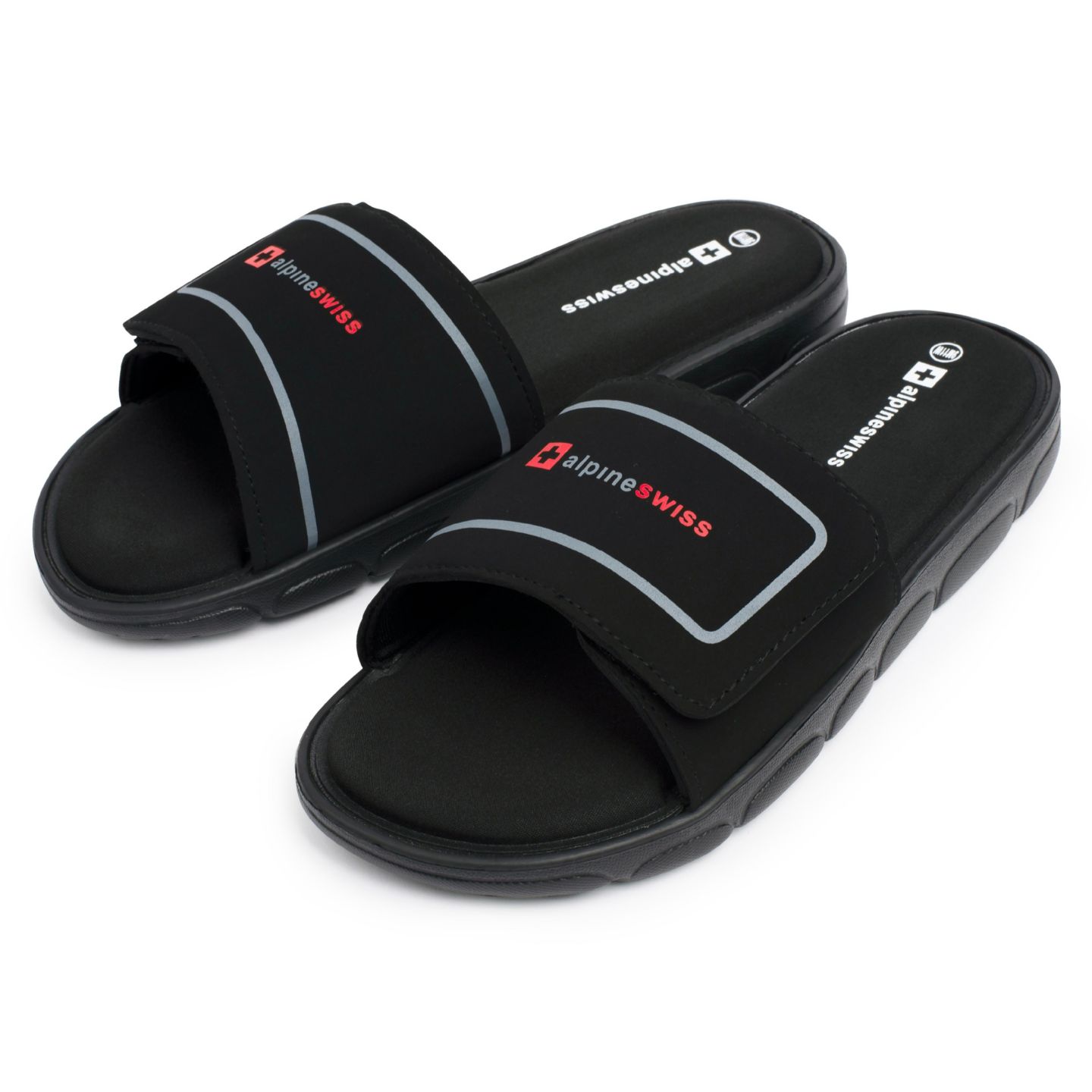 Мужские сандалии Alpine Swiss Gabe Cloud Slide Sandals For Men Shock-Absorbing Foam Insole With Arch Support Adjustable Strap Waterproof Anti-Slip Recovery, цвет: Чёрный — фото 4