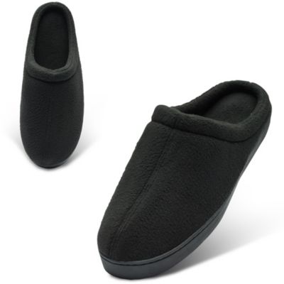 Mens Memory Foam Fleece Clog Slippers Wide Warm Slip On House Shoes