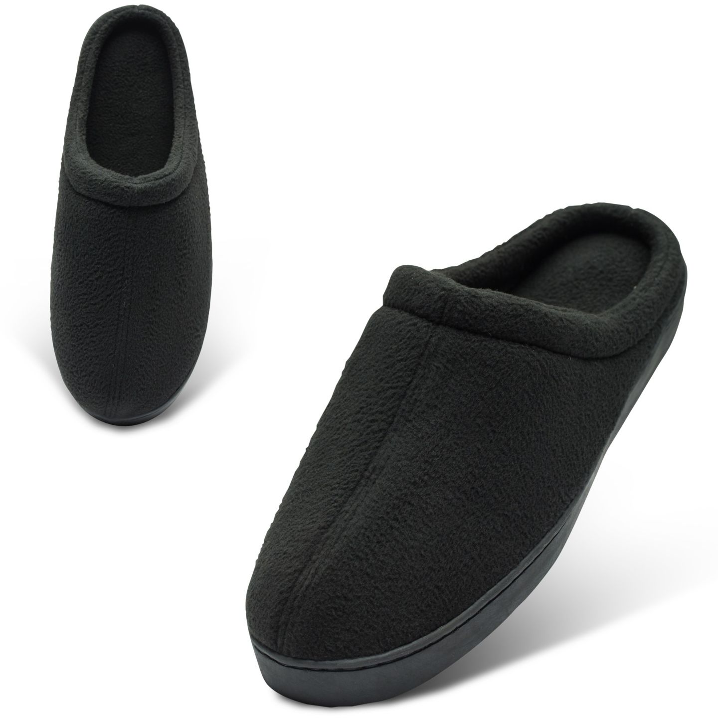 Мужские тапочки Alpine Swiss Wide Fleece Clog Slippers Wide Width Slip-On House Shoes with Memory Foam Cozy Durable Indoor Comfort, цвет: Чёрный — фото 5