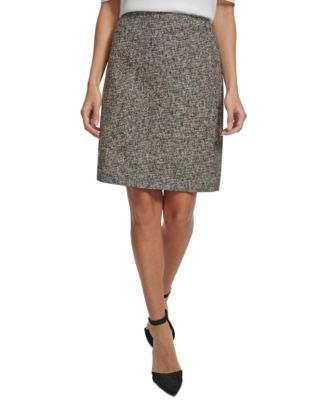 Calvin Klein Women's Sequined Tweed Skirt Beige Size 14