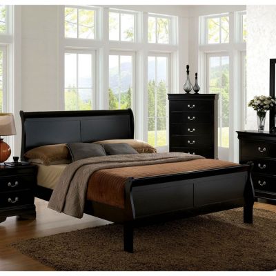 Streamdale Louis Philippe Queen Bed Solid Wood Sleigh Bed
