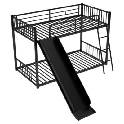 Streamdale Metal Bunk Bed With Slide, Twin Over Twin