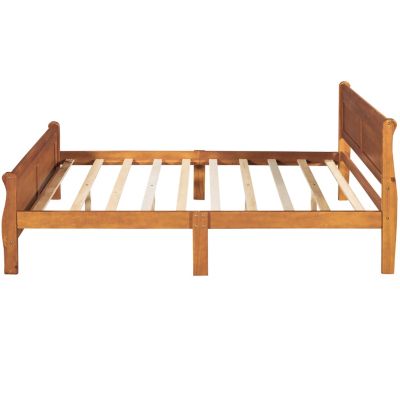 Streamdale Full Size Wood Platform Bed With Headboard And Wooden Slat Support