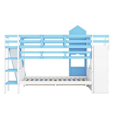 Streamdale Castle Bunk Bed w/ Drawers, Shelves, Slide (Pink)