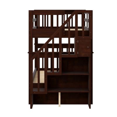 Streamdale Twin-Over-Twin Bunk Bed with Storage and Rail