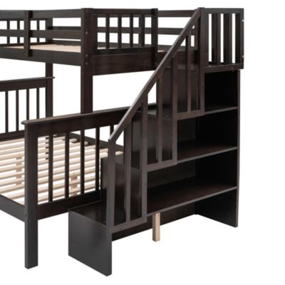 Streamdale Twin-Over-Full Bunk Bed with Storage and Guardrails