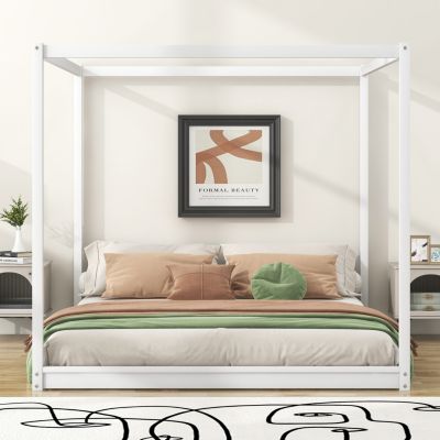 Streamdale King Size Canopy Platform Bed With Support Legs