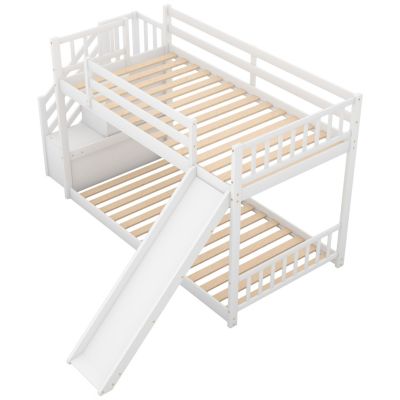 Streamdale Twin Over Twin Bunk Bed With Convertible Slide And Stairway