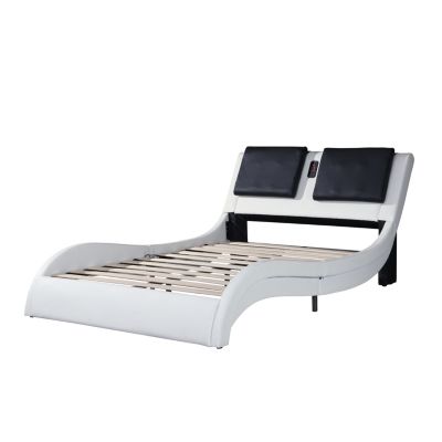 Streamdale PU Platform Bed with LED Lighting & Tooth Lock