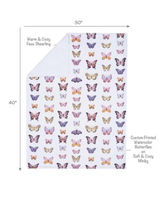 Butterfly Dreams Ultra-Soft Fleece/Faux Shearling Baby Blanket