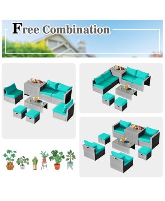 8PCS Patio Rattan Furniture Set Storage Waterproof Cover