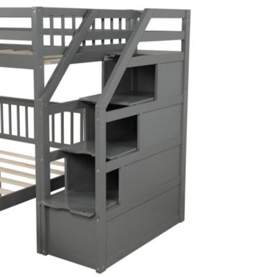 Streamdale Twin Over Full Loft Bed With Staircase
