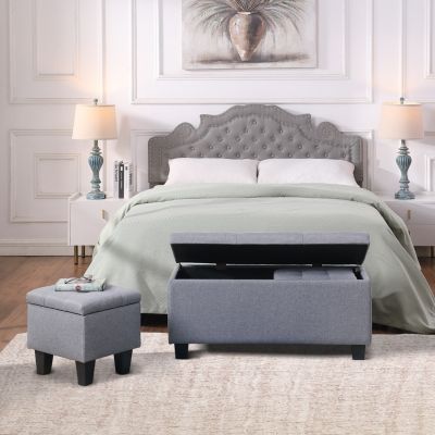 + 3-in-1 + Tufted Linen + Ottoman Bench