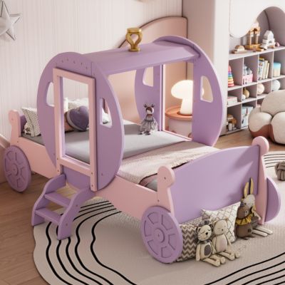 Princess Carriage Bed with Crown and Platform