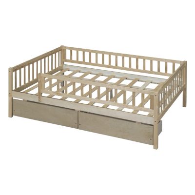 Full Size Daybed Wood Bed With Two Drawers