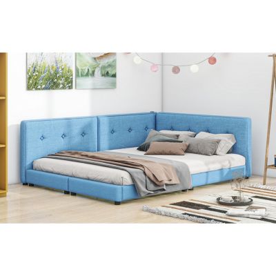 Streamdale Upholstered Queen Size Platform Bed With USB Ports