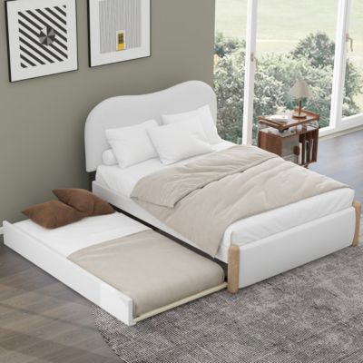 Streamdale Upholstered Platform Bed with Trundle, White