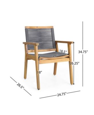 Acacia Wood Rope Weave Transitional Outdoor Chair