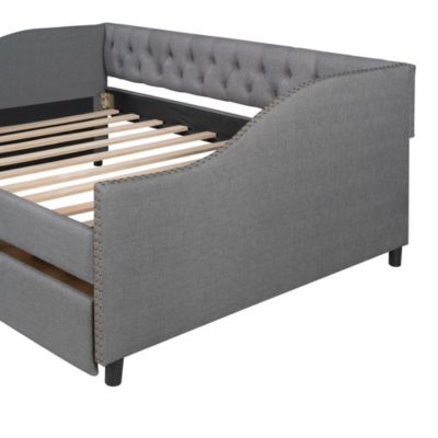 Streamdale Upholstered Daybed With Two Drawers, Wood Slat Support Full Size