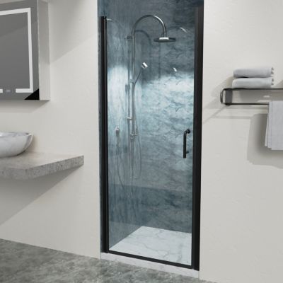 Streamdale Matte Black Pivot Shower Door with Clear Glass (32-33")