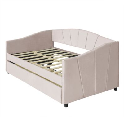Streamdale Upholstered Daybed Twin Size With Two Drawers And Wood Slat